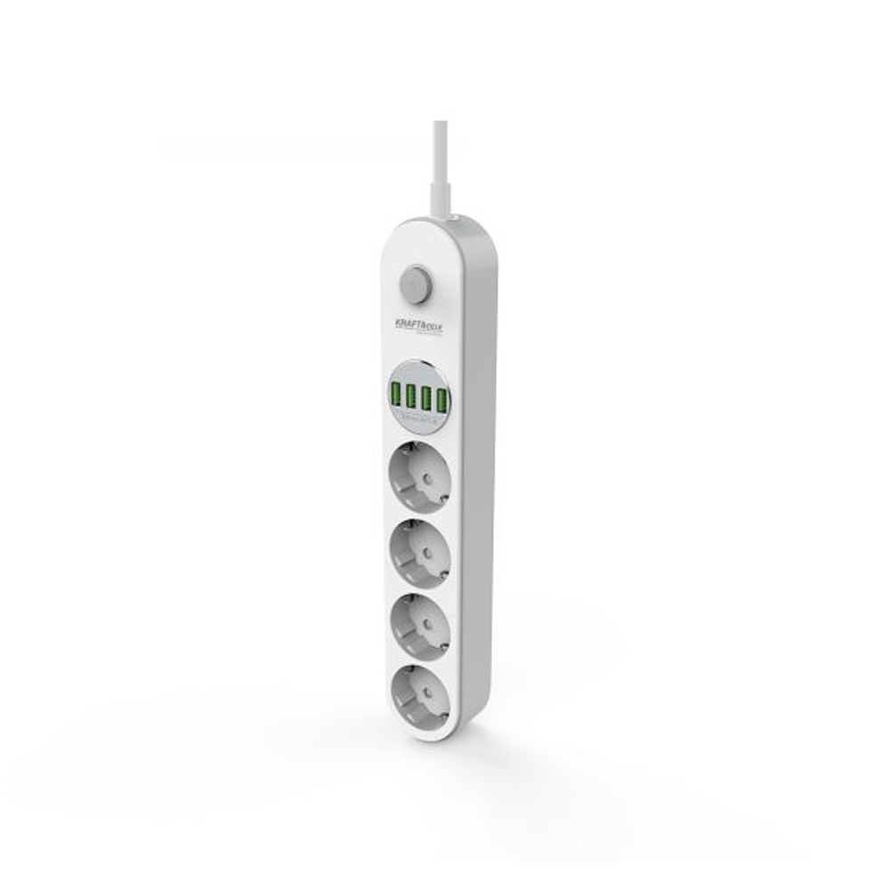 Prelungitor 2 m, 4 prize, 4 porturi USB, protecție la suprasarcină, KD4030 [2]