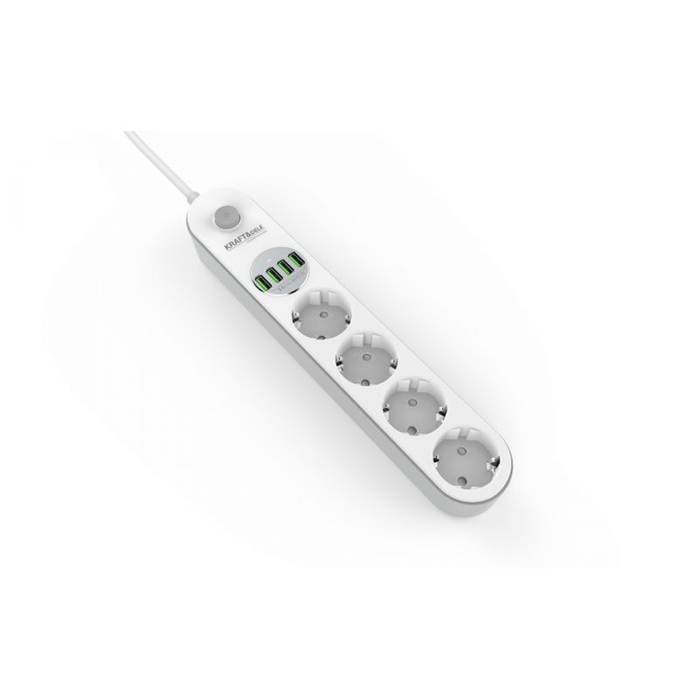 Prelungitor 2 m, 4 prize, 4 porturi USB, protecție la suprasarcină, KD4030 [1]