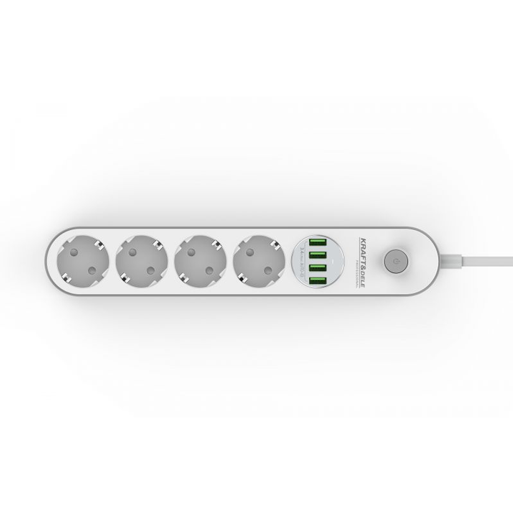 Prelungitor 2 m, 4 prize, 4 porturi USB, protecție la suprasarcină, KD4030 [3]