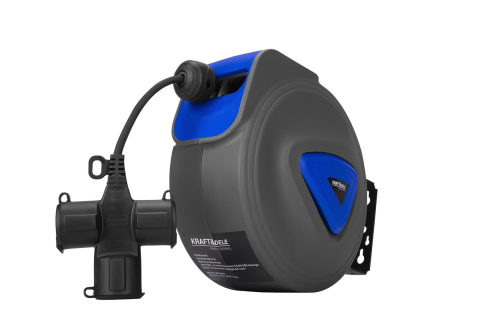 Prelungitor electric cu tambur 20 m, cablu 3x1.5 mm, priză cu protecție copii, montare pe perete [8]