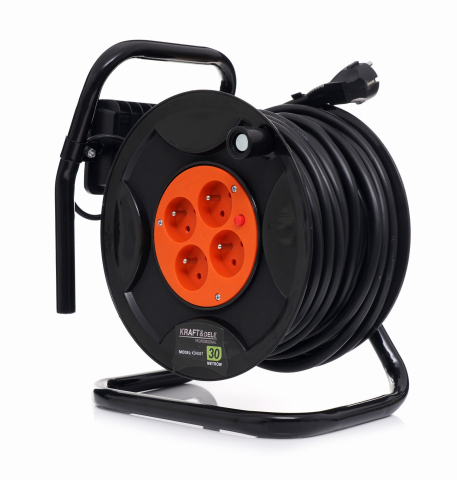 Prelungitor electric cu tambur 30 m, 4 prize, LED 20W, cablu 3x1.5 mm, pentru exterior [6]