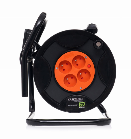 Prelungitor electric cu tambur 30 m, 4 prize, LED 20W, cablu 3x1.5 mm, pentru exterior [8]