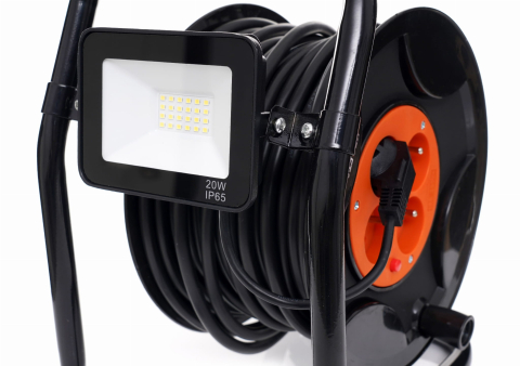 Prelungitor electric cu tambur 30 m, 4 prize, LED 20W, cablu 3x1.5 mm, pentru exterior [1]
