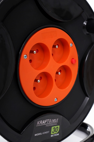 Prelungitor electric cu tambur 30 m, 4 prize, LED 20W, cablu 3x1.5 mm, pentru exterior [4]