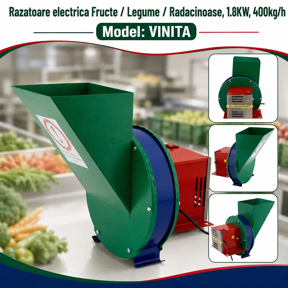 Răzătoare electrică pentru fructe, legume și rădăcinoase 1,8 kW, 400 kg/h, VINITA [4]