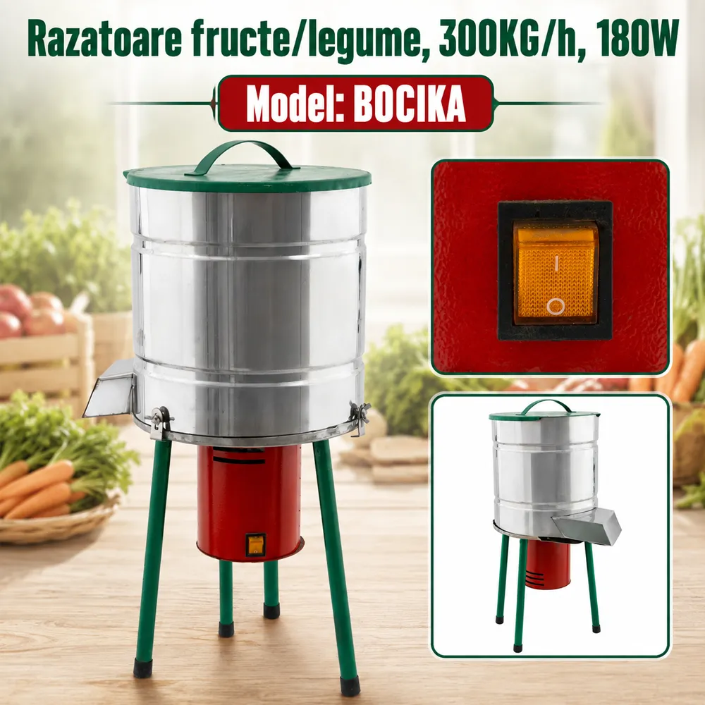 Răzătoare electrică pentru fructe și legume 5 L, 300 kg/h, 180W, disc inox, BOCIKA [3]