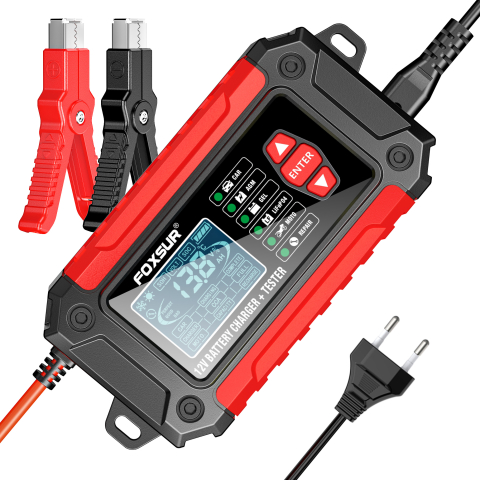 Redresoare - Redresor auto 2 în 1 și Tester Baterie Lead-Acid / LiFePO4, 12V 6A, cu Funcție de Analiză și Detectare – FOXSUR