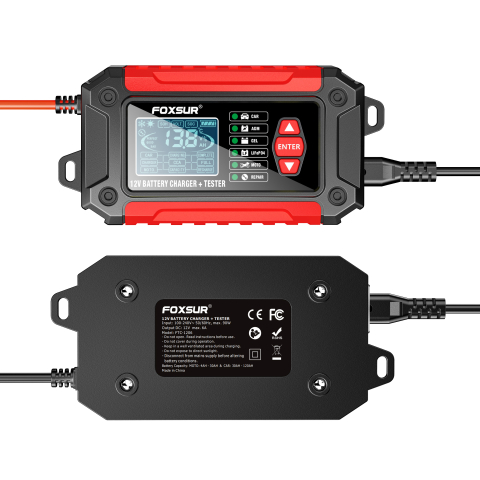 Redresor auto 2 în 1 și Tester Baterie Lead-Acid / LiFePO4, 12V 6A, cu Funcție de Analiză și Detectare – FOXSUR [4]