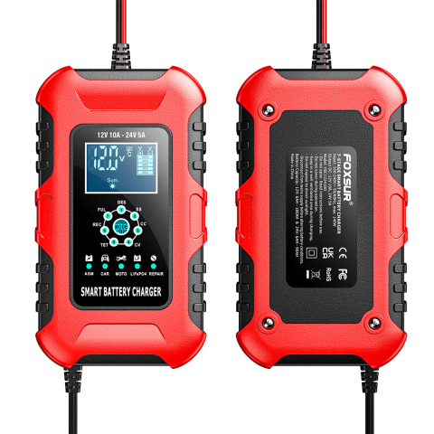 Redresor Auto Inteligent 12V 10A / 24V 5A, Încărcare Automată în 7 Etape, Funcție Reparare și Mentenanță pentru Mașină și Motocicletă, FOXSUR [4]