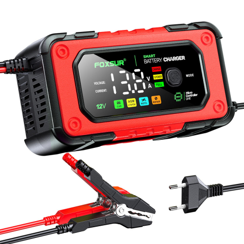 Redresor Auto și Moto 12V 7A, Încărcător Inteligent cu Ecran LCD și Funcție de Reparare prin Impulsuri FOXSUR [3]