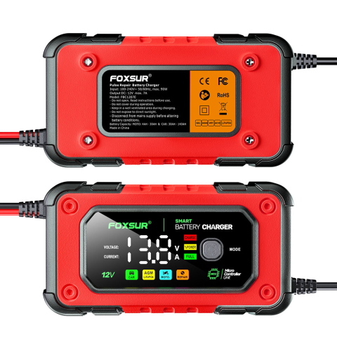 Redresor Auto și Moto 12V 7A, Încărcător Inteligent cu Ecran LCD și Funcție de Reparare prin Impulsuri FOXSUR [4]
