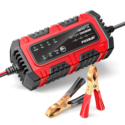 Redresor Inteligent 6V/12V 1.5A pentru Mentenanță și Încărcare Trickle, Baterii Moto și Auto FOXSUR [1]