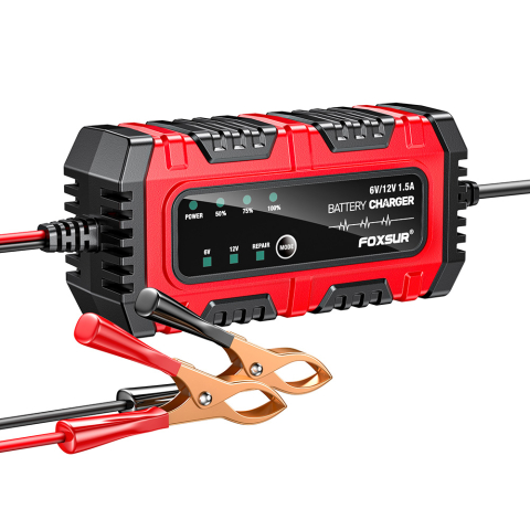Redresor Inteligent 6V/12V 1.5A pentru Mentenanță și Încărcare Trickle, Baterii Moto și Auto FOXSUR [3]