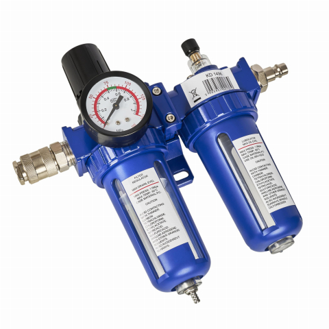 Reductor de Presiune Pneumatic 1/2", Filtru Separator de Apă și Lubrifiant, Manometru 10 Bar, Debit 1000 l/min [2]