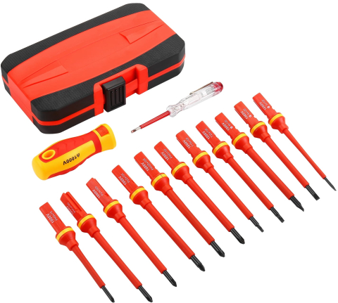 Set 14 Șurubelnițe Izolate 1000V, Certificare VDE/GS, Mâner Ergonomic și Tester Tensiune inclus [8]