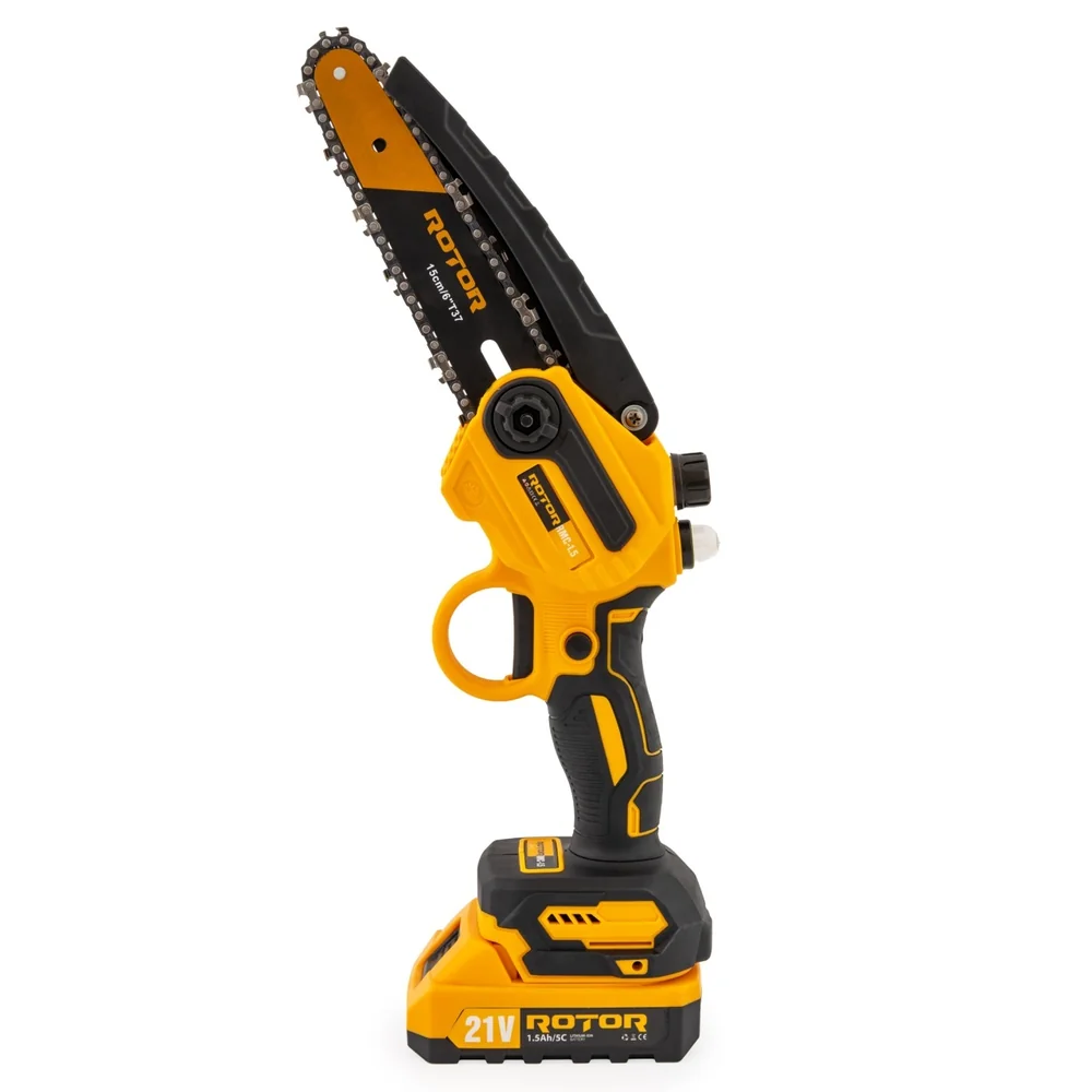 OFERTA ZILEI - Mini drujbă pe acumulator 21V, 500W, lame 15 cm și 20 cm, acumulator 1,5Ah inclus, RMC-1.5