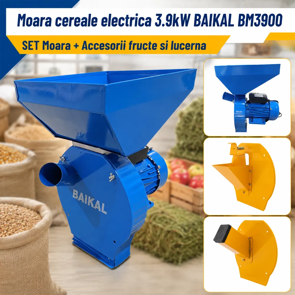 SET: Moară electrică BM3900 pentru cereale și porumb, 3900W, 240 kg/h + Accesorii Fructe și Lucernă [4]