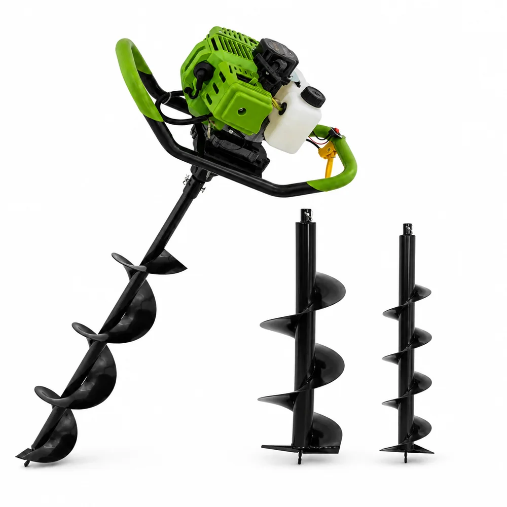 Motoburghie și burghie de pământ - SET: Motoburghiu pe benzină 52CC, 1400W, 2T + 3 x burghie 100, 150 & 250mm incluse, GD52
