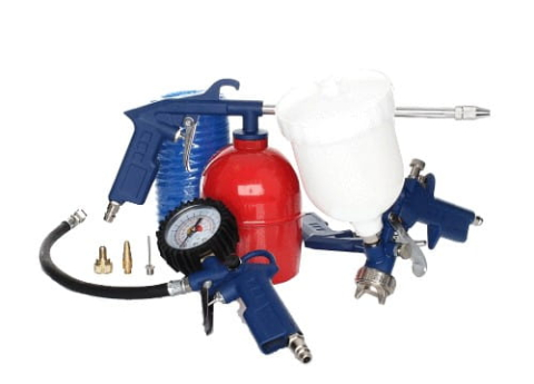 Compresoare si accesorii aer - Kit accesorii compresor, Profesionale 8 Piese - Pistol de Vopsit, Pistol de Umflat cu Manometru, Suflantă, Pistol de Spălat și Accesorii