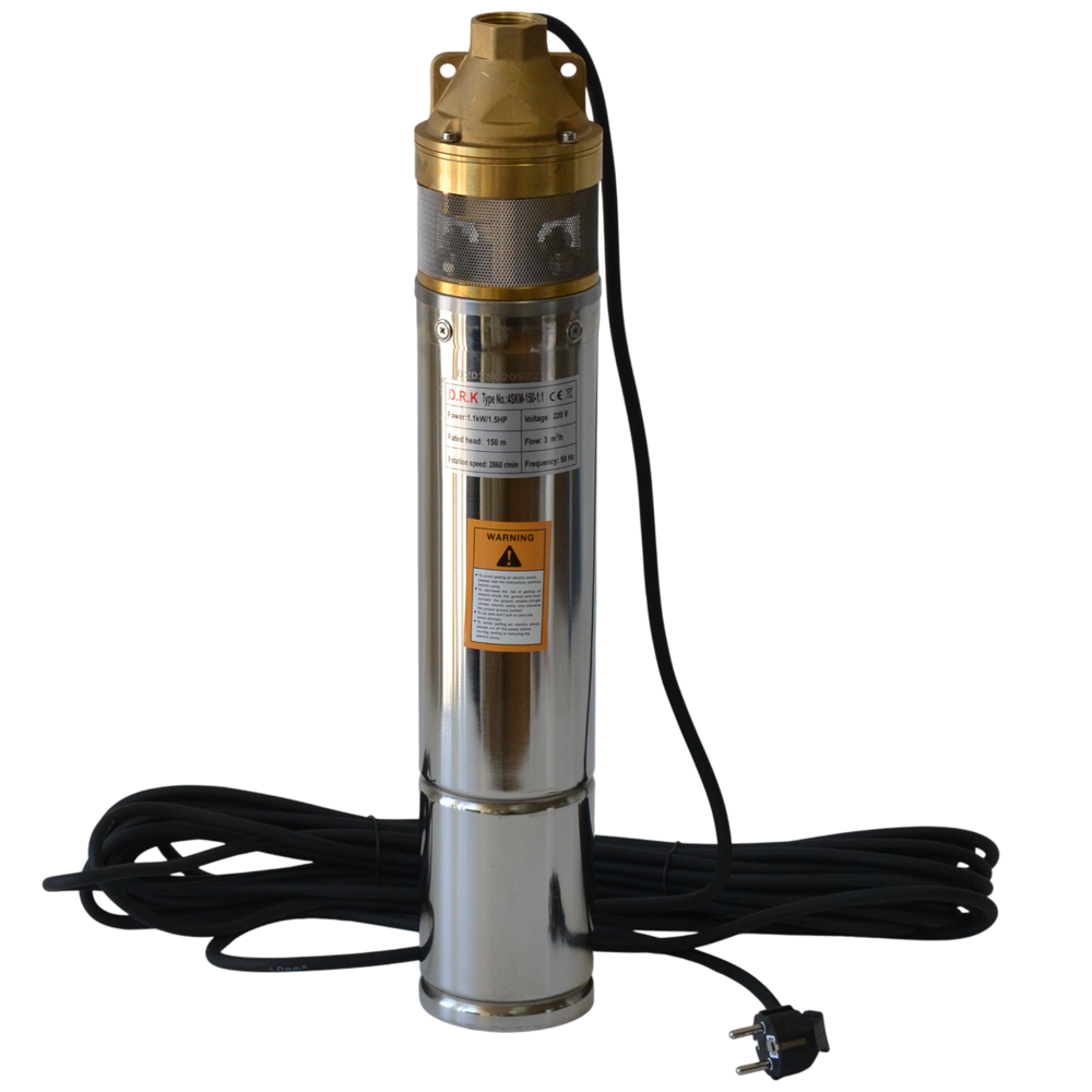 SET: Pompă submersibilă 4SKM-150, 1.1 kW, 3000 l/h, refulare 150 m, 2 turbine, cablu 15 m + Presostat electronic PC-13AB [1]