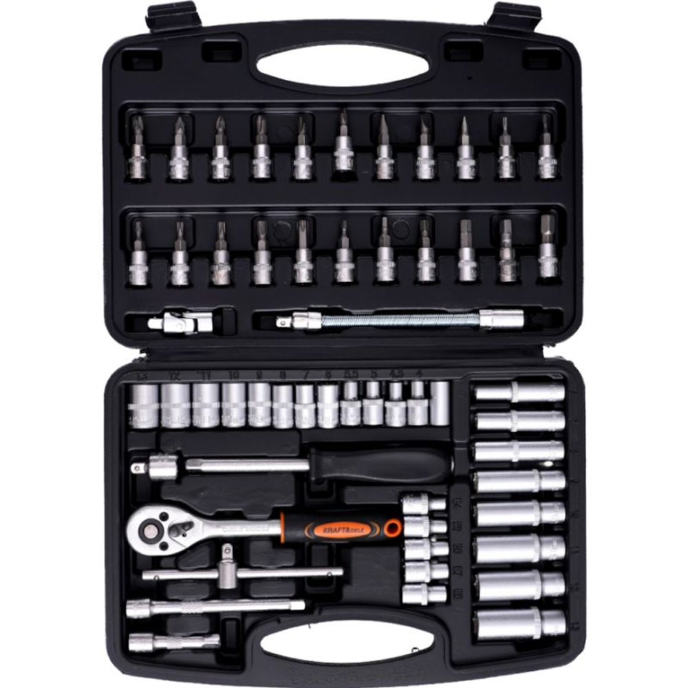 Set scule 56 piese, prindere 1/4", tubulare, biți, clichet 24T, oțel CrV, KD10834 [3]