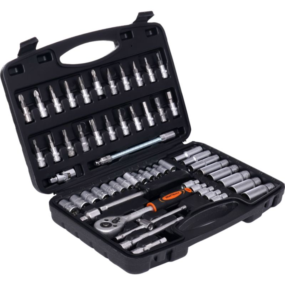 Set scule 56 piese, prindere 1/4", tubulare, biți, clichet 24T, oțel CrV, KD10834 [1]