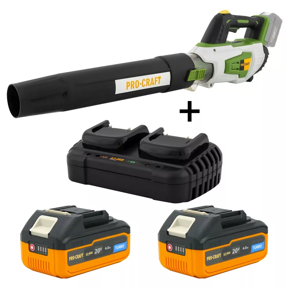 Suflante de aer - SET: Suflantă pe acumulator 20V, 16000 rpm, 13,2 m³/min, PB20 [Include: Doi acumulatori și încărcător]