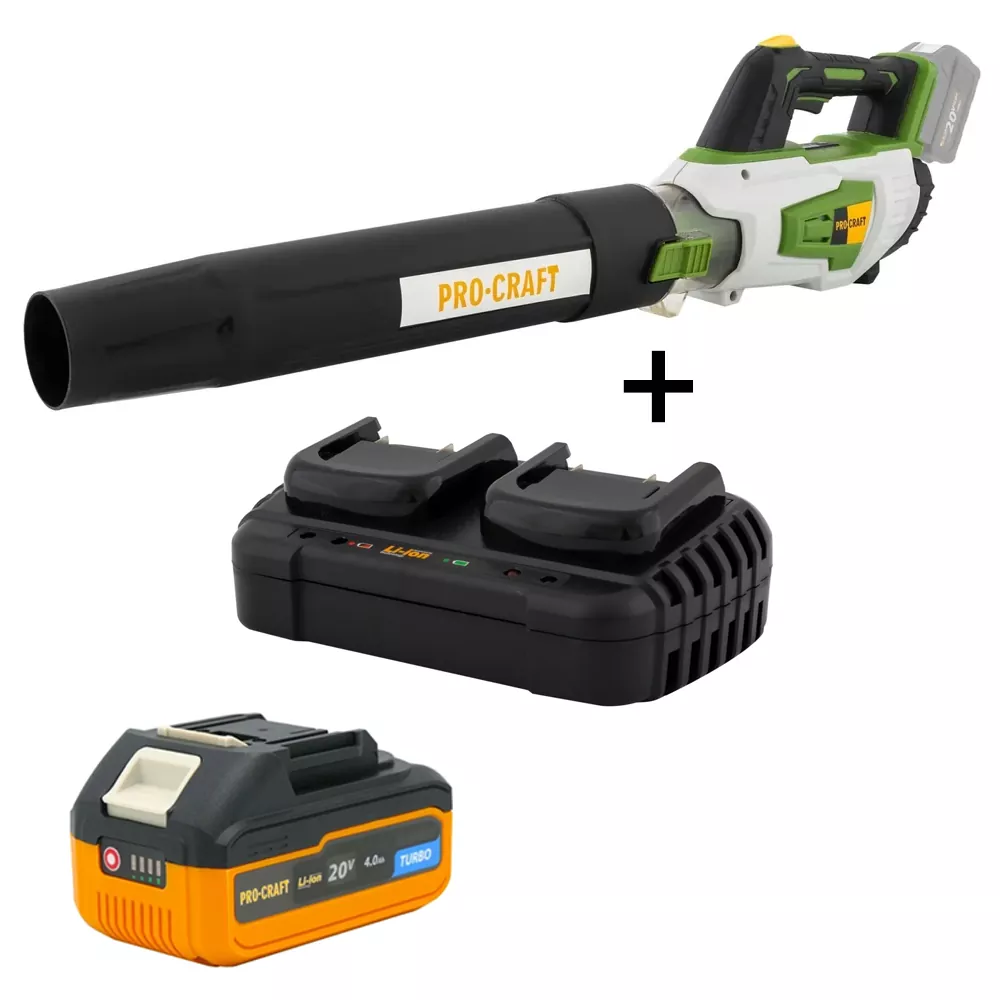 Suflante de aer - SET: Suflantă pe acumulator 20V, 16000 rpm, 13,2 m³/min, PB20 [Include: Acumulator și încărcător]