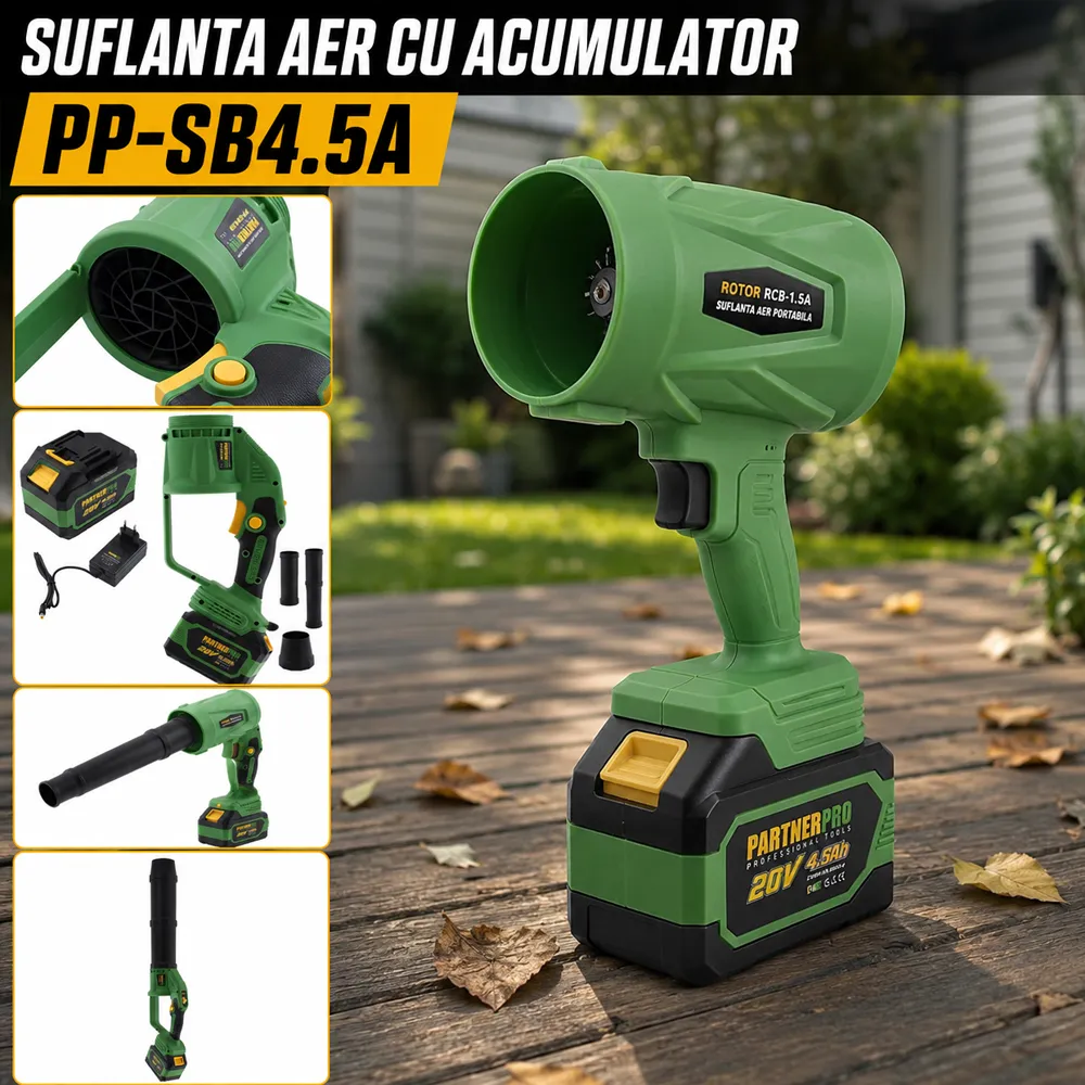 Suflantă pe acumulator 20V 4,5Ah, Brushless, 640W, 45 m/s, 3 duze, PP-SB4.5A [4]