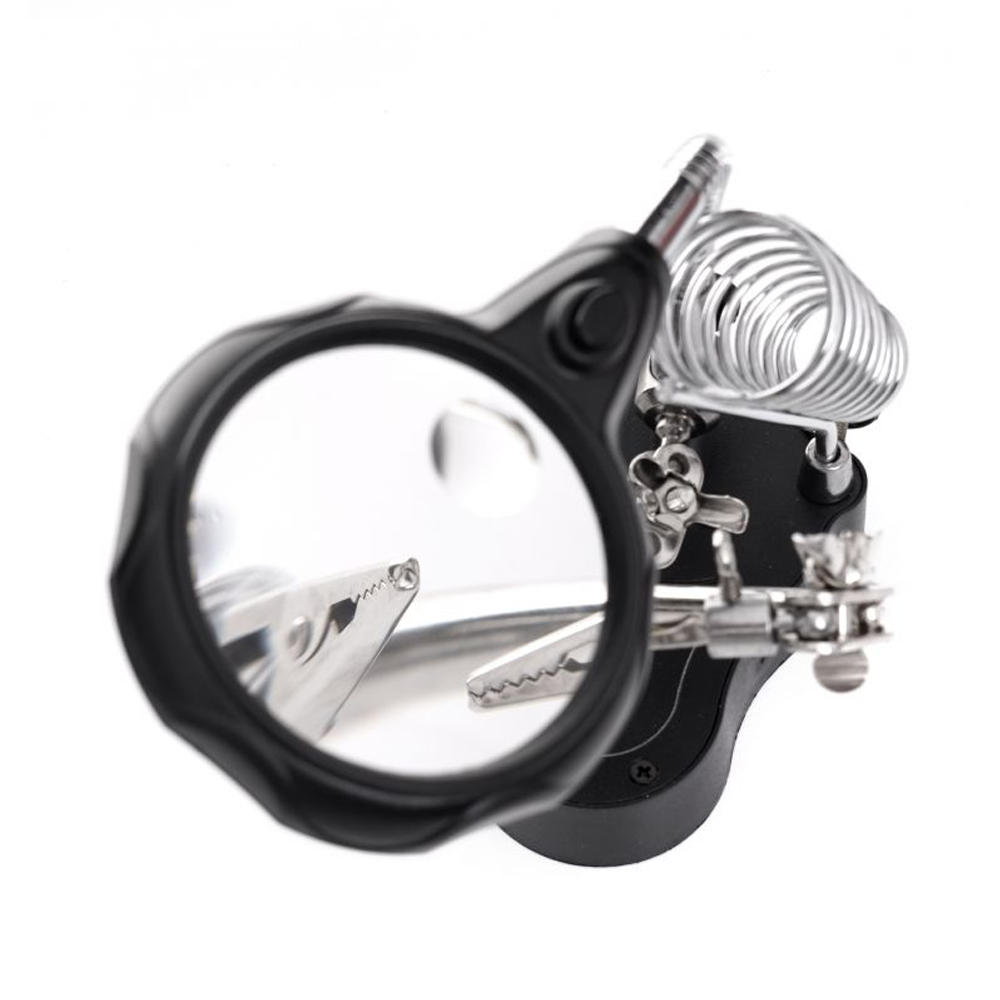 Suport pentru lipit cu lupă și LED, 2,5x / 12x, brațe cu cleme crocodil, KD10455 [1]