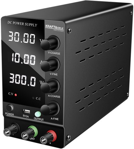 Retelistica & UPS - Sursă de Alimentare de Laborator Reglabilă 0-30V, 0-10A, Afișaj Digital Tensiune/Curent/Putere și Port USB 2A
