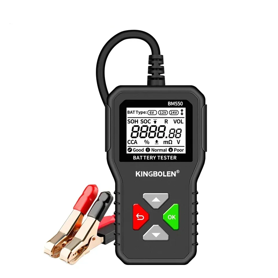 Oferta zilei - Tester auto baterii KINGBOLEN BM550, compatibil cu, motociclete, autoturisme, camioane, utilitare tensiune 6/12V/24V capacitate baterie 2Ah-220Ah