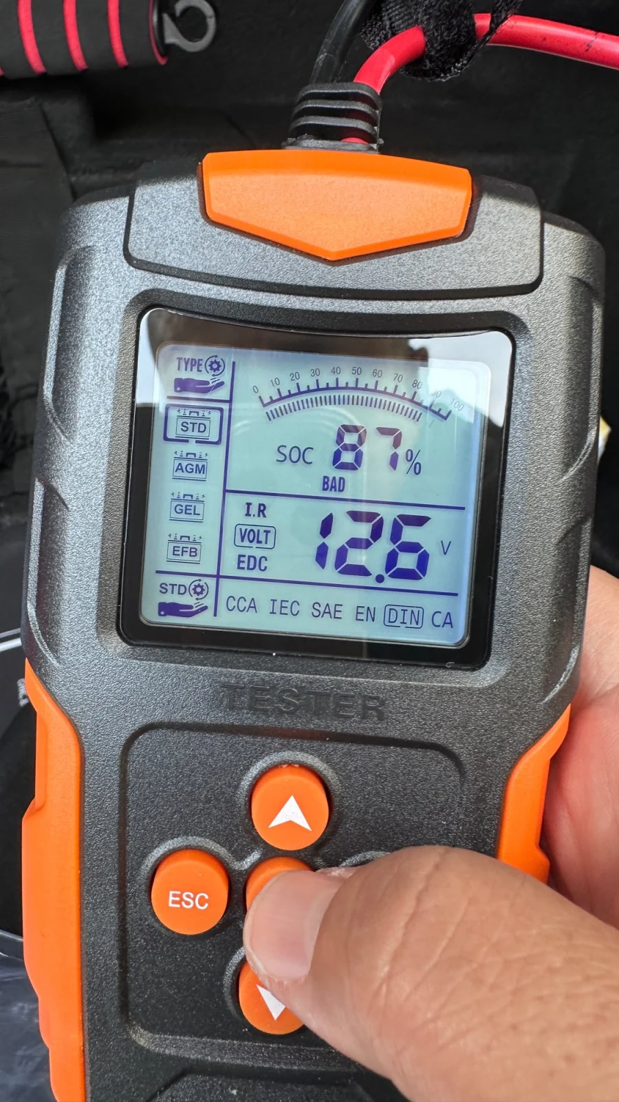 Tester de baterie auto 12V/24V, 100-2000 CCA 2Ah-220 Ah, analizor digital baterie pentru masini, camioane, motociclete, SUV-uri, barci [9]