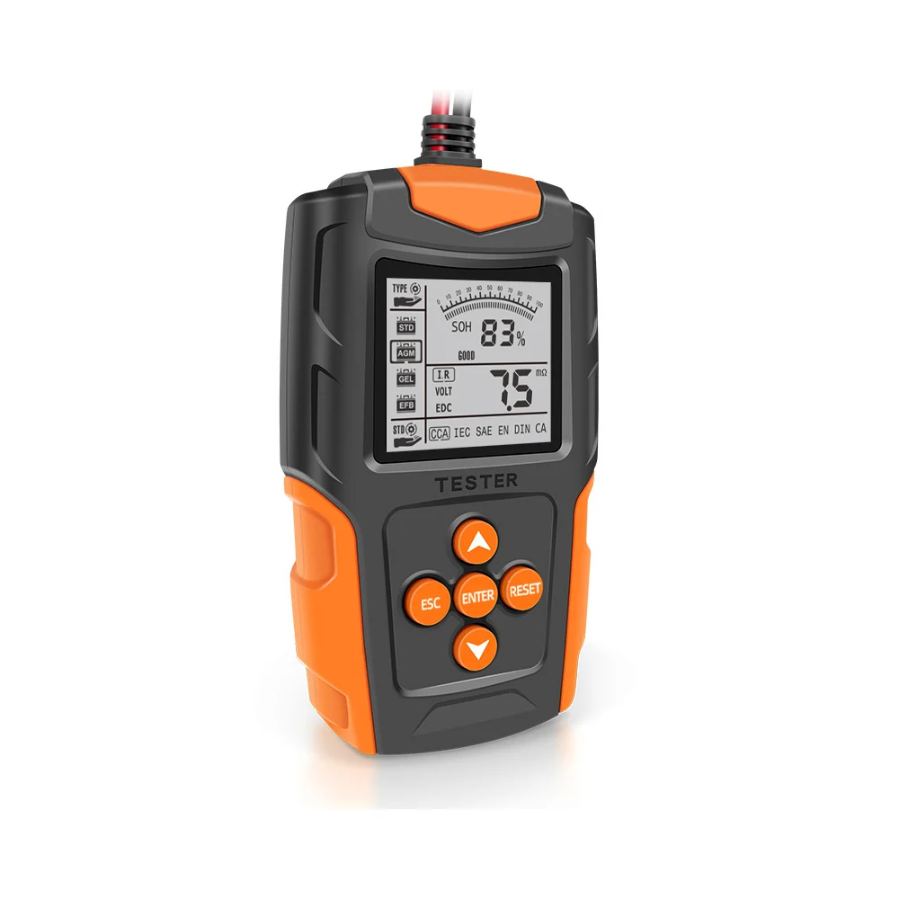 Tester de baterie auto 12V/24V, 100-2000 CCA 2Ah-220 Ah, analizor digital baterie pentru masini, camioane, motociclete, SUV-uri, barci [6]