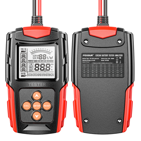 Tester și Analizor Baterie Auto 12V/24V cu Ecran LCD, Analiză IR, CCA și Tensiune – FOXSUR [3]