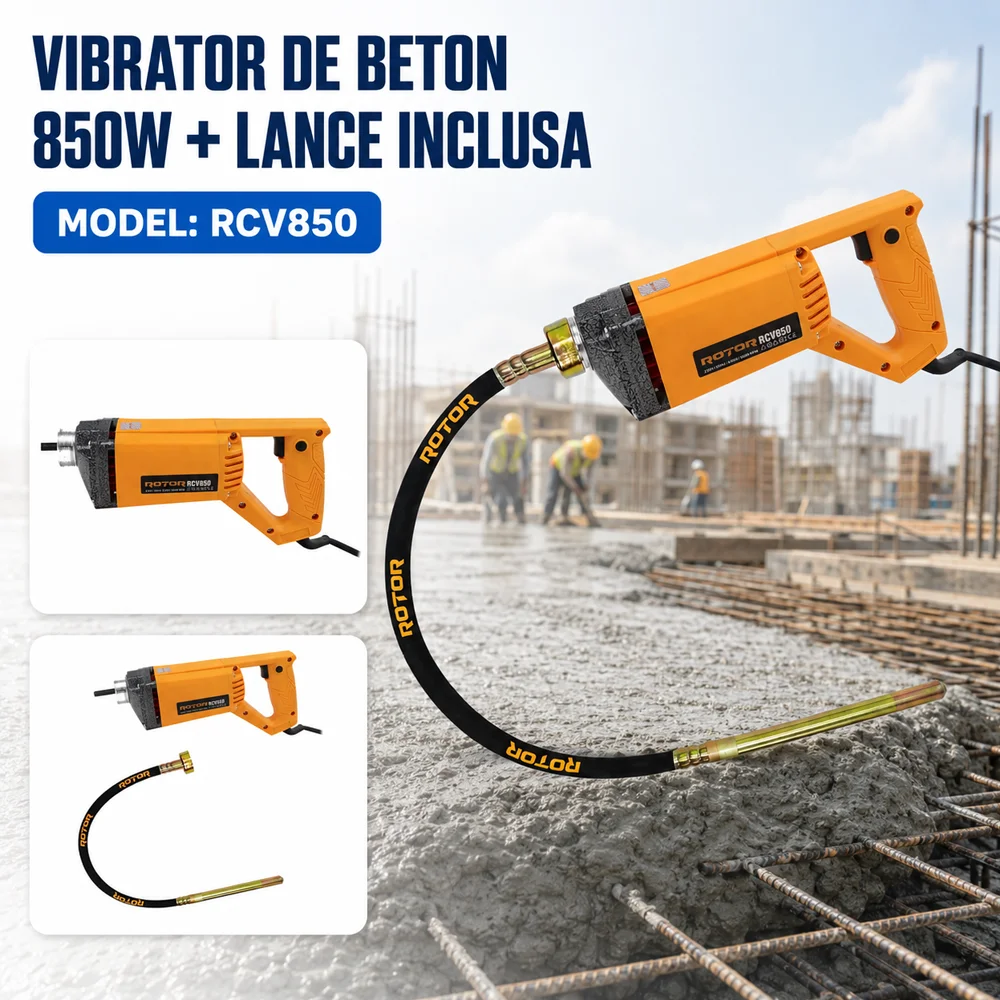 Vibrator electric pentru beton 850W, 5000 RPM, cu lance 1,5 m, RCV850 [3]