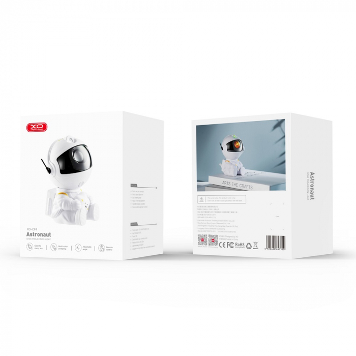 Proiector XO decorativ cu LED, lumina de veghe pentru copii, in forma de astronaut cu steluta in mana, 8 moduri de operare diferite, cap magnetic rotativ 360 grade, cu telecomanda, copii bebelusi pari [5]