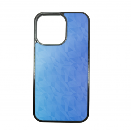 COLECTII DE HUSE ELENCASE - Husa ELENCASE, Polygon Blue, Laterale Soft Grip TPU si Spate Hard PC, Slim, Margini Ridicate pentru Protectia Ecranului si a Camerelor