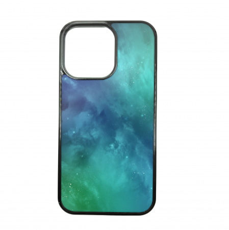 COLECTII DE HUSE ELENCASE - Husa ELENCASE, Cosmos Cyan, Laterale Soft Grip TPU si Spate Hard PC, Slim, Margini Ridicate pentru Protectia Ecranului si a Camerelor