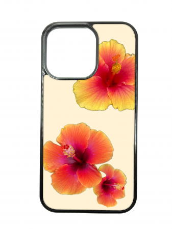 COLECTII DE HUSE ELENCASE - Husa ELENCASE, Hibiscus, Laterale Soft Grip TPU si Spate Hard PC, Slim, Margini Ridicate pentru Protectia Ecranului si a Camerelor