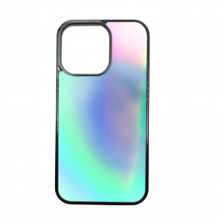 Glam - Husa ELENCASE, Glam Cyan, Laterale Soft Grip TPU si Spate Hard PC, Slim, Margini Ridicate pentru Protectia Ecranului si a Camerelor