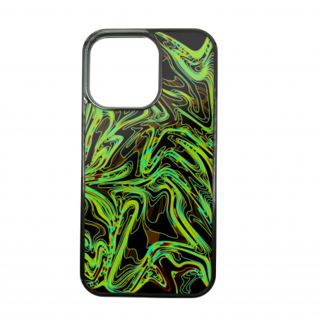 Liquify - Husa ELENCASE, Liquify Green, Laterale Soft Grip TPU si Spate Hard PC, Slim, Margini Ridicate pentru Protectia Ecranului si a Camerelor