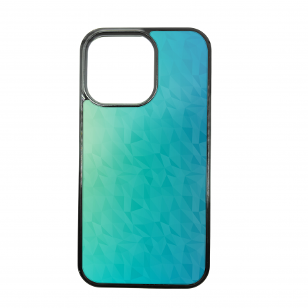 COLECTII DE HUSE ELENCASE - Husa ELENCASE, Polygon Cyan, Laterale Soft Grip TPU si Spate Hard PC, Slim, Margini Ridicate pentru Protectia Ecranului si a Camerelor