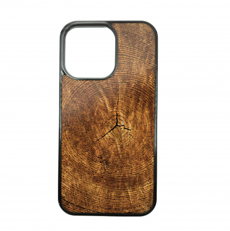 COLECTII DE HUSE ELENCASE - Husa ELENCASE, Wooden Log, Laterale Soft Grip TPU si Spate Hard PC, Slim, Margini Ridicate pentru Protectia Ecranului si a Camerelor