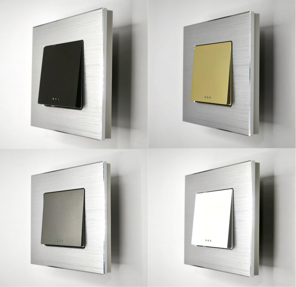 Intrerupator mecanic 1 doza configurabil cu rama de aluminiu (simplu, dublu, cap/scara, cruce) [3]