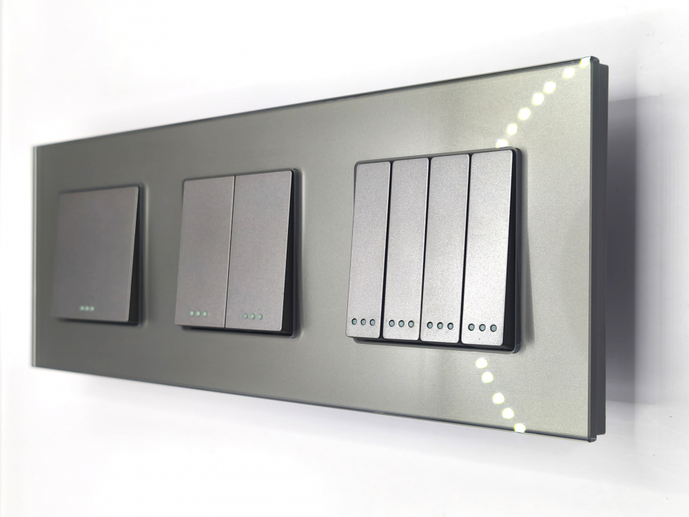 Intrerupator mecanic 3 doze configurabil cu rama de sticla (simplu, dublu, triplu, cap scara, dimabil, etc.) [1]