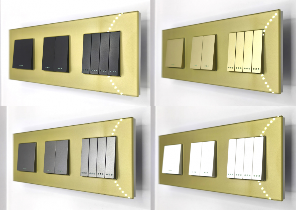 Intrerupator mecanic 3 doze configurabil cu rama de sticla (simplu, dublu, triplu, cap scara, dimabil, etc.) [3]