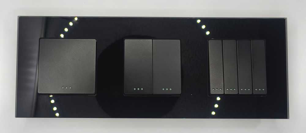 Intrerupator mecanic 3 doze configurabil cu rama de sticla (simplu, dublu, triplu, cap scara, dimabil, etc.) [2]