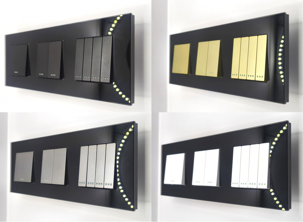 Intrerupator mecanic 3 doze configurabil cu rama de sticla (simplu, dublu, triplu, cap scara, dimabil, etc.) [3]