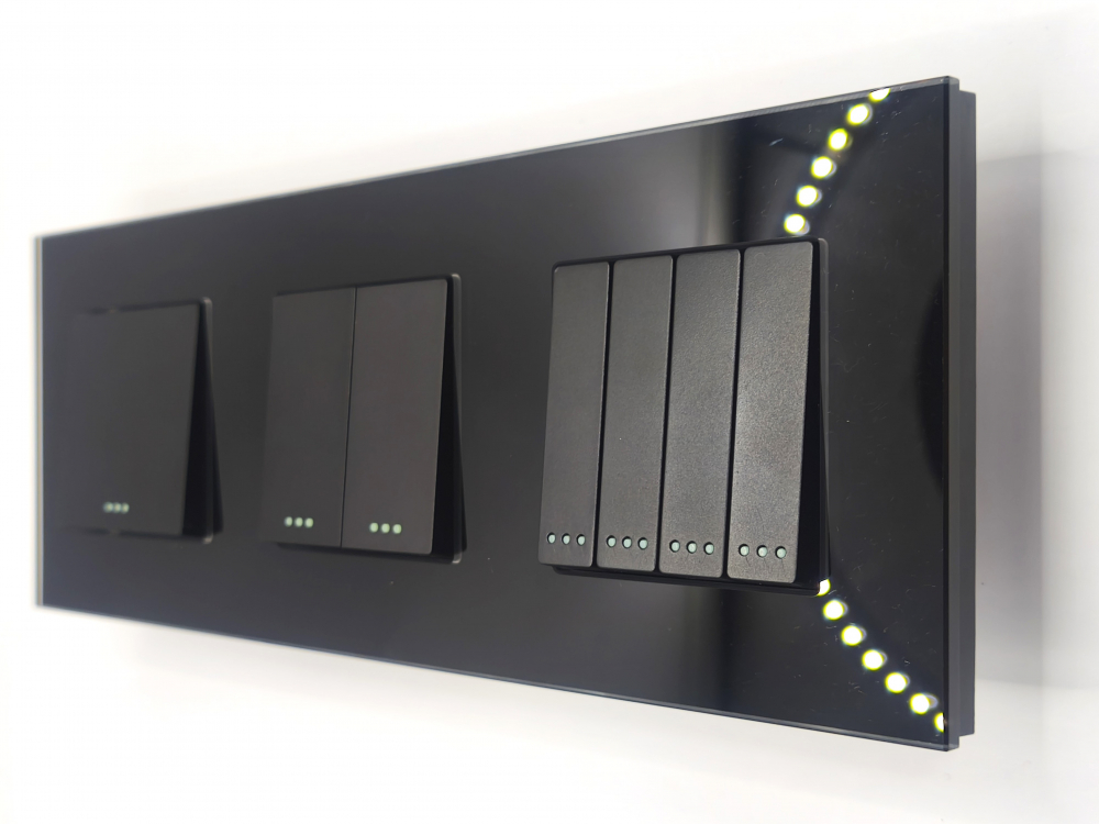 Intrerupator mecanic 3 doze configurabil cu rama de sticla (simplu, dublu, triplu, cap scara, dimabil, etc.) [1]